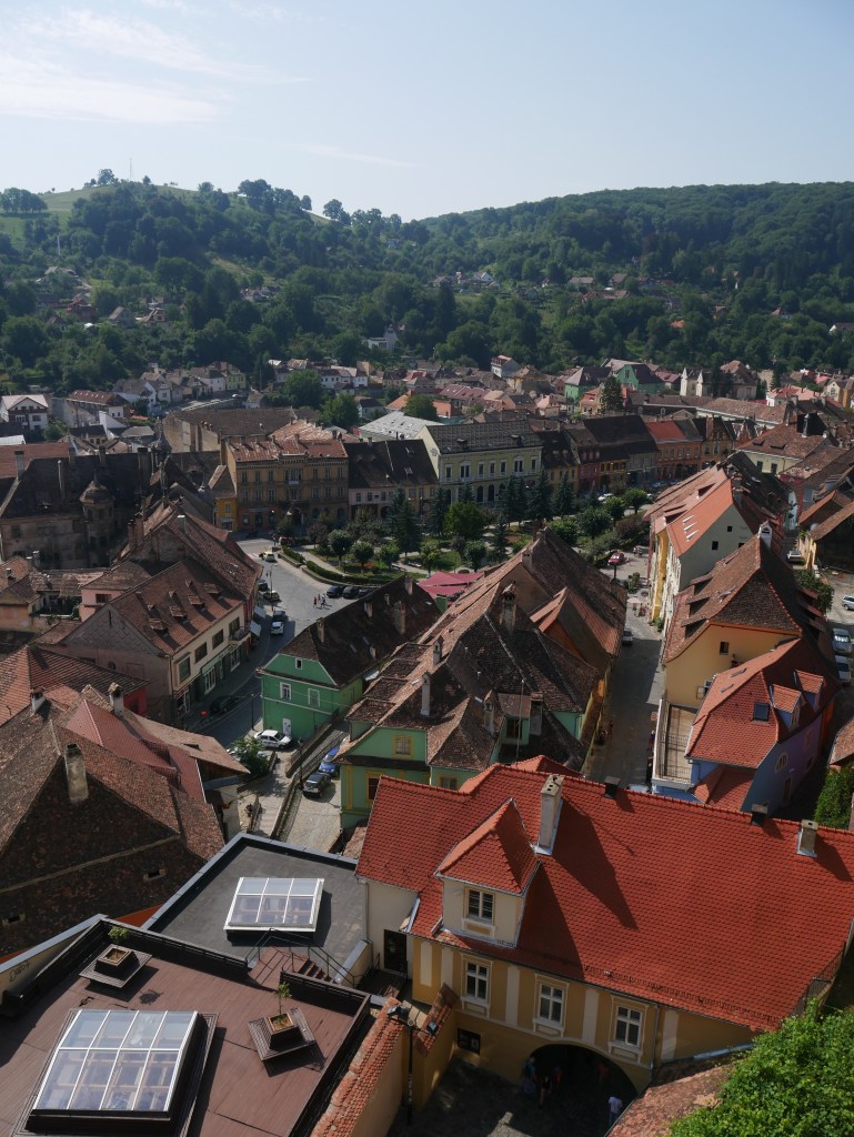 Roumanie, Sighișoara, Vue de la tour de l'horloge
